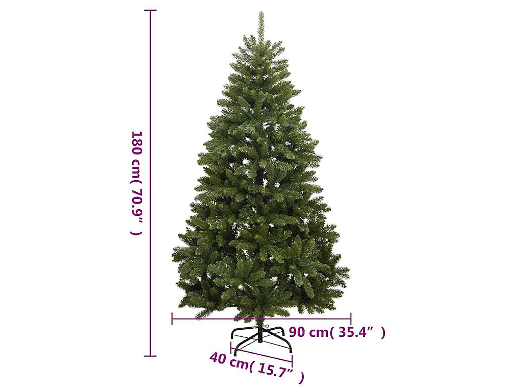 Kunstkerstboom met scharnieren 300 LED's en kerstballen 180 cm