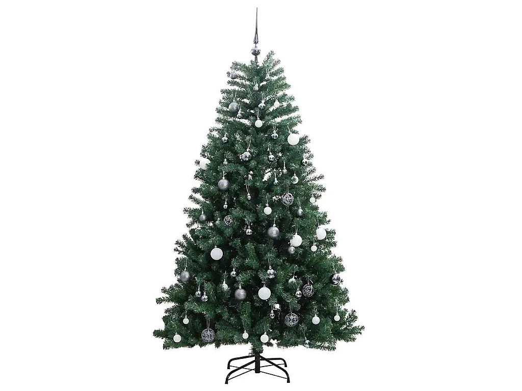 Kunstkerstboom met scharnieren 300 LED's en kerstballen 180 cm