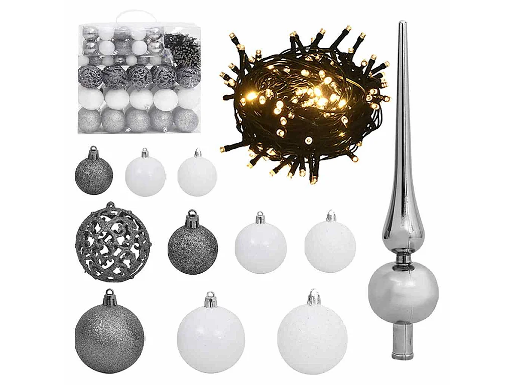 Kunstkerstboom met scharnieren 300 LED's en kerstballen 180 cm
