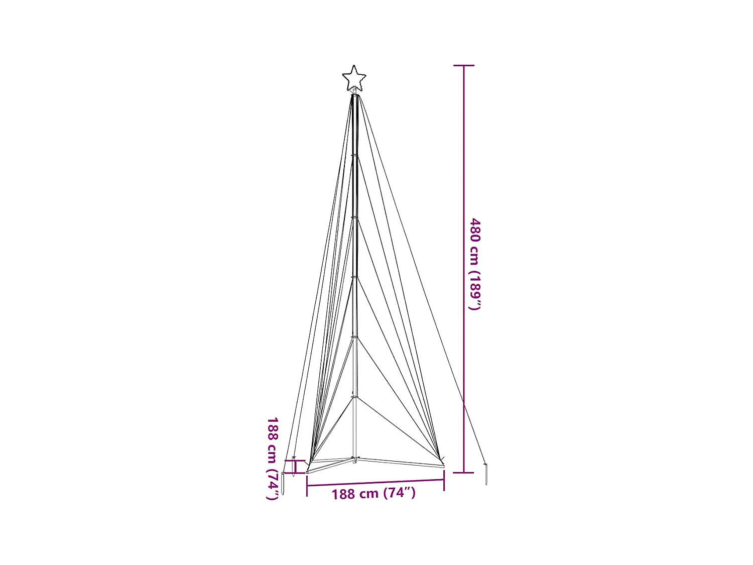 LED-kerstboom 861 LEDs warm wit 478 cm