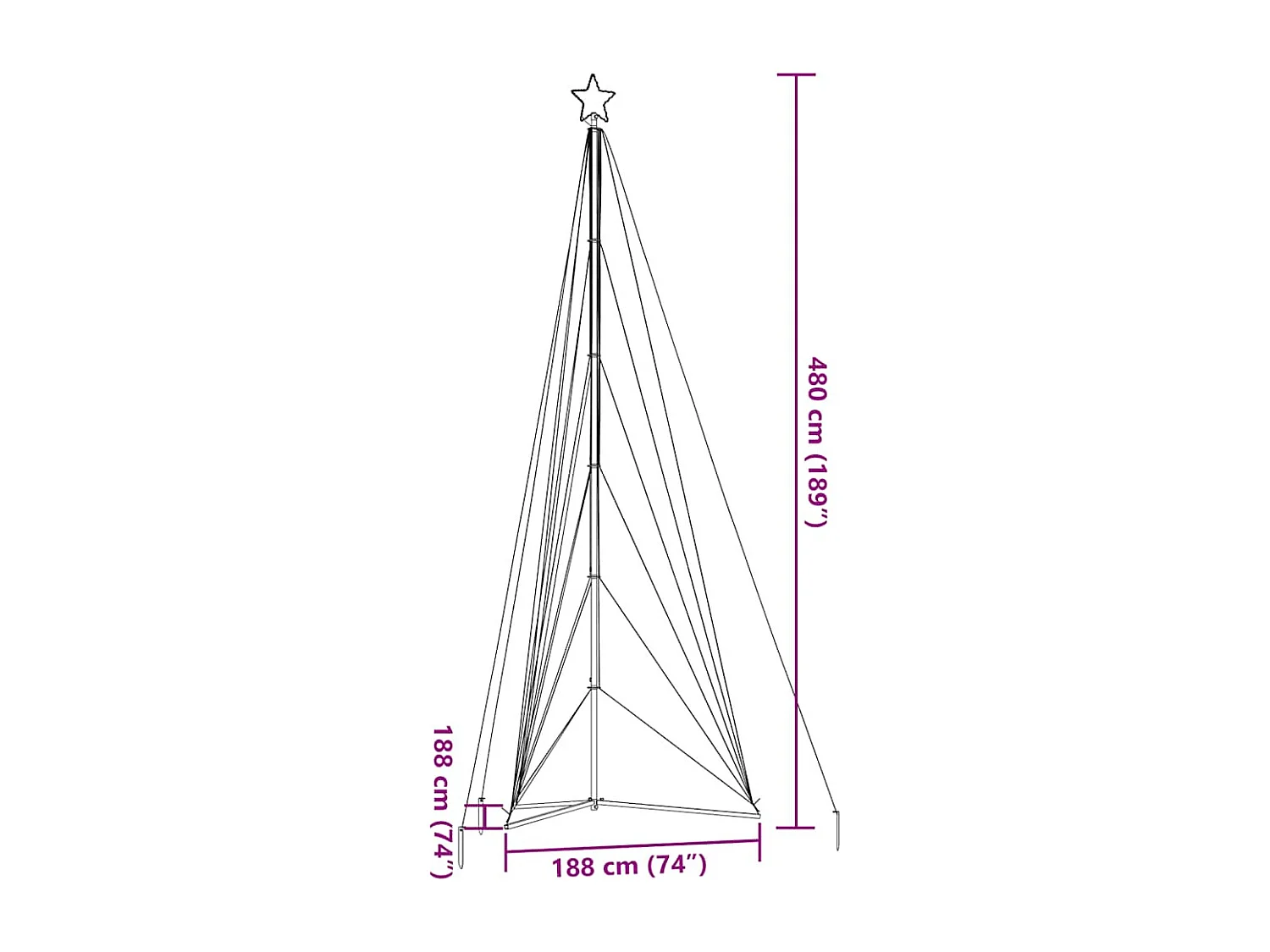 Sapin de Noël à LED 861 LED blanc chaud 478 cm