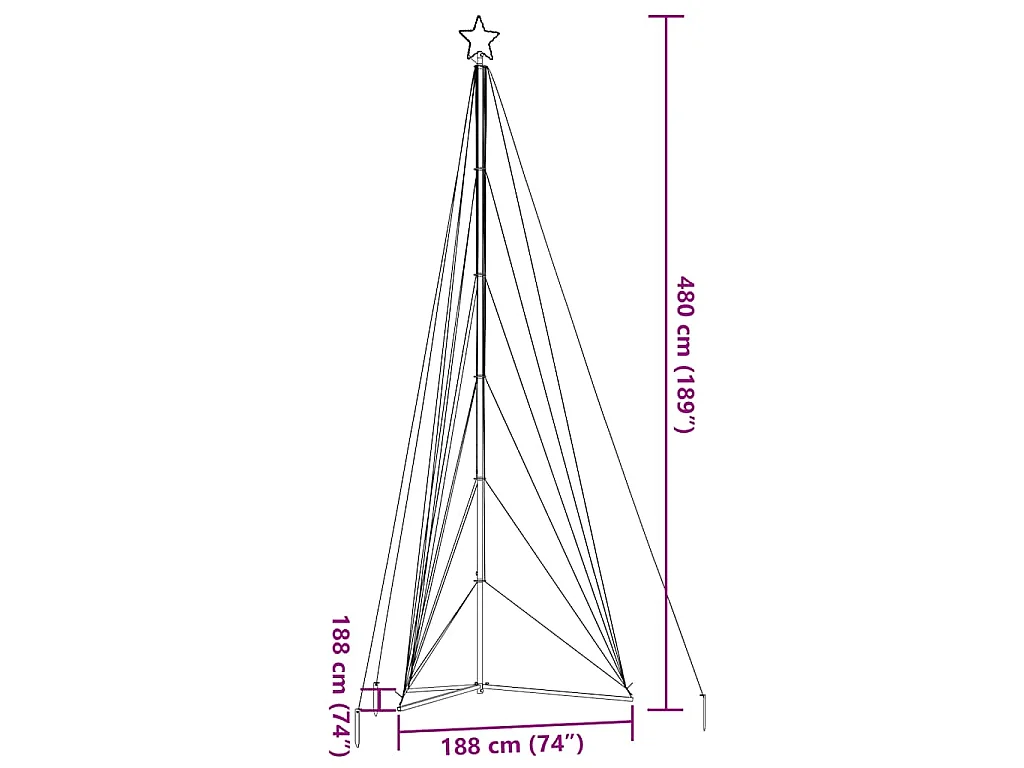 LED-kerstboom 861 LEDs warm wit 478 cm
