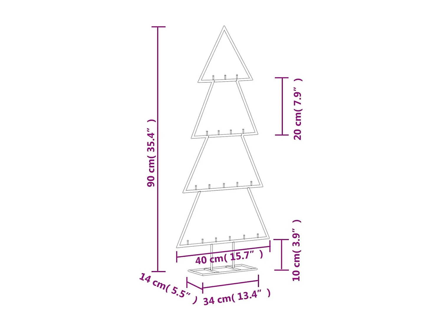 Kerstdecoratie kerstboom 90 cm metaal zwart