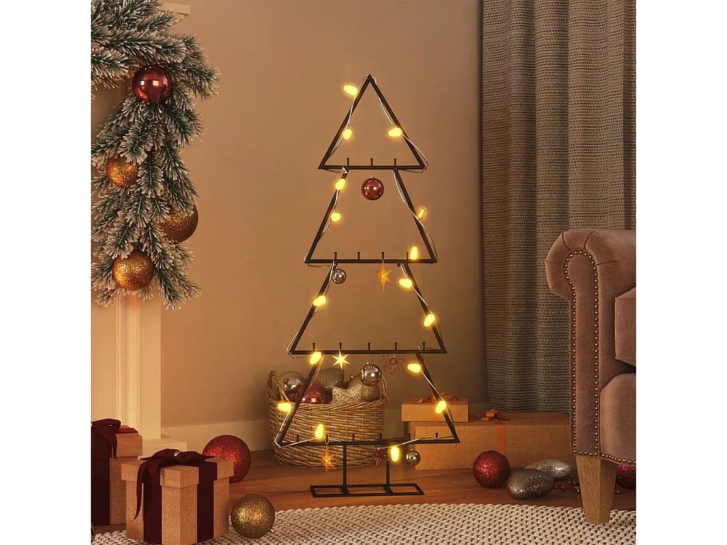 Kerstdecoratie kerstboom 90 cm metaal zwart
