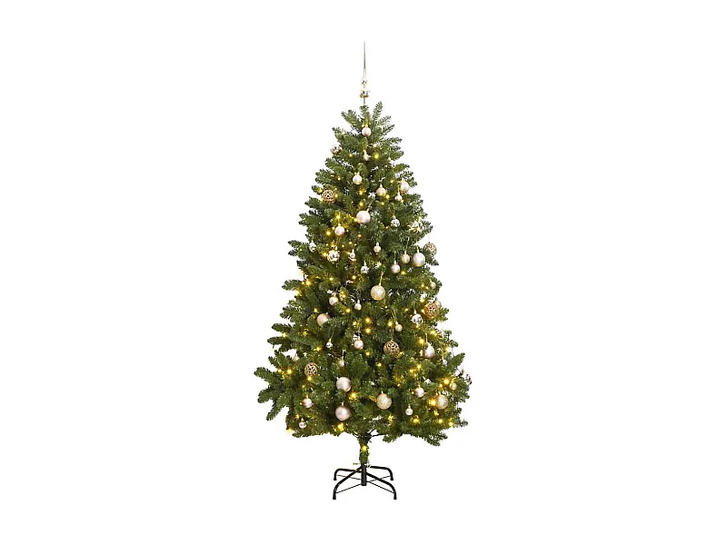Kunstkerstboom met scharnieren 300 LED's en kerstballen 300 cm