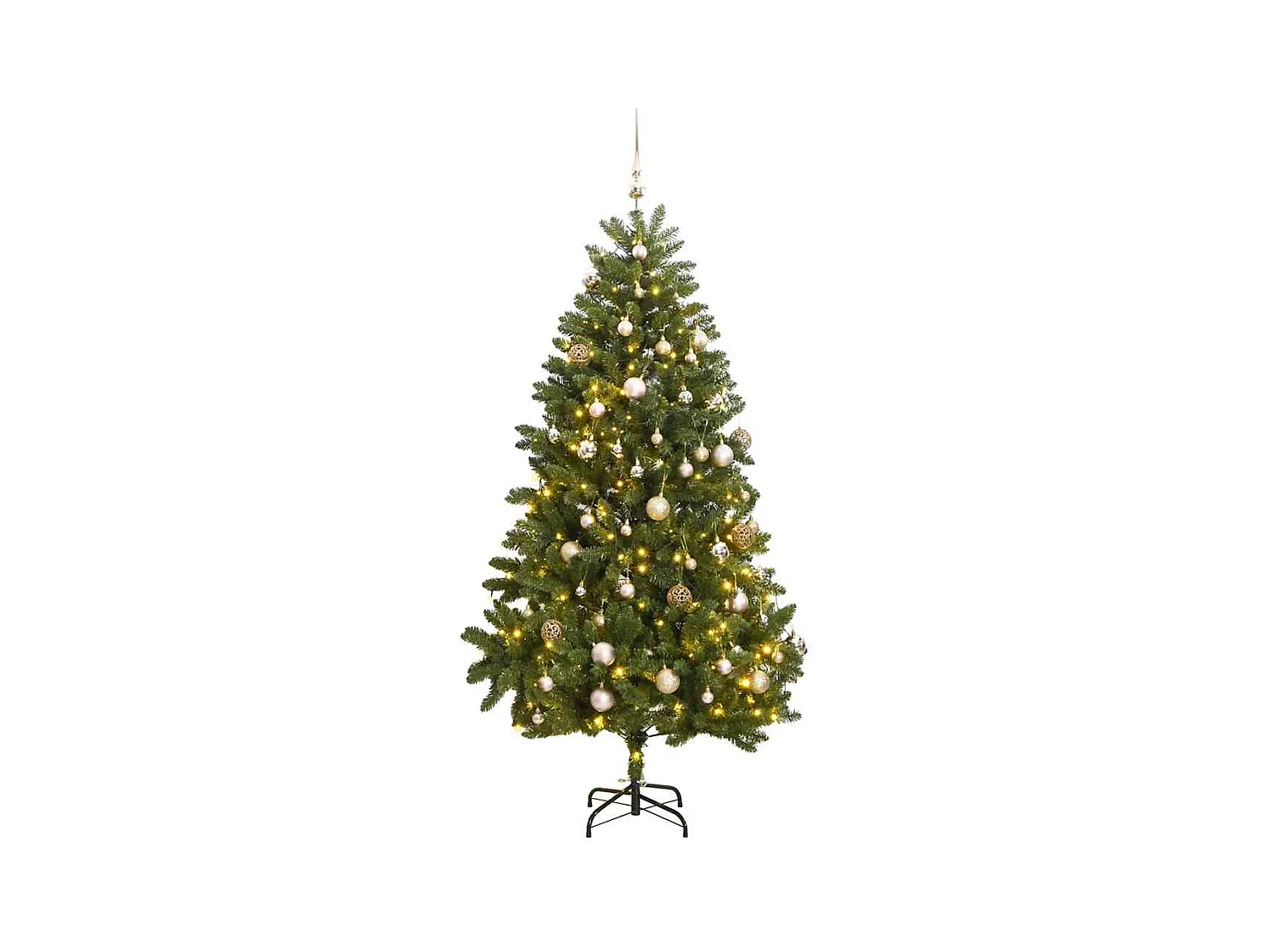 Kunstkerstboom met scharnieren 300 LED's en kerstballen 300 cm