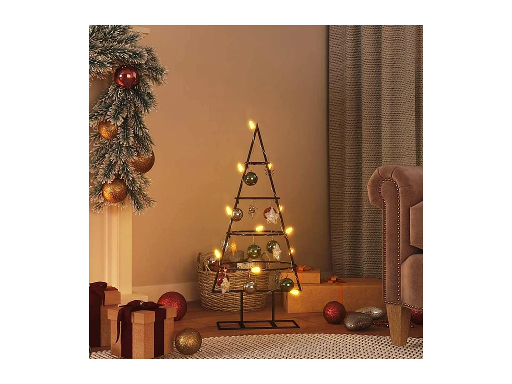 Kerstdecoratie kerstboom 60 cm metaal zwart