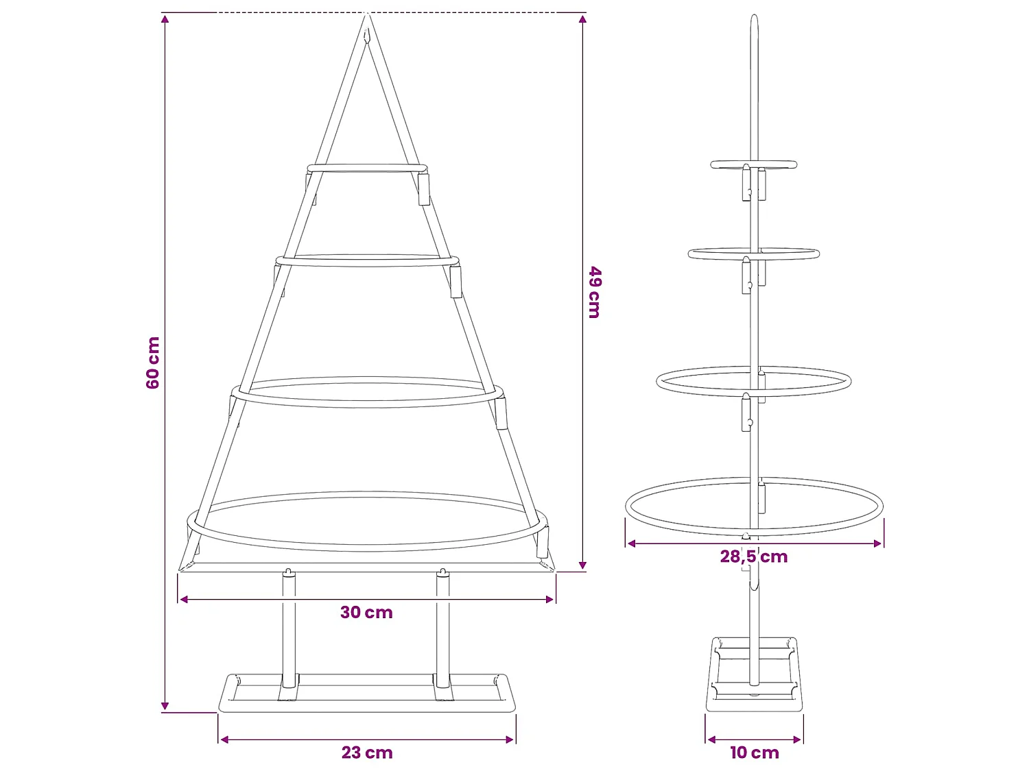 Kerstdecoratie kerstboom 60 cm metaal zwart