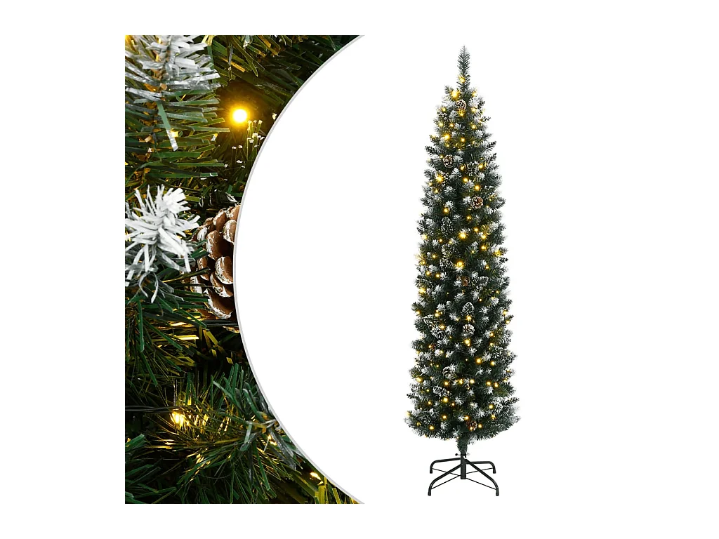 Sapin de Noël artificiel mince 300 LED 210 cm