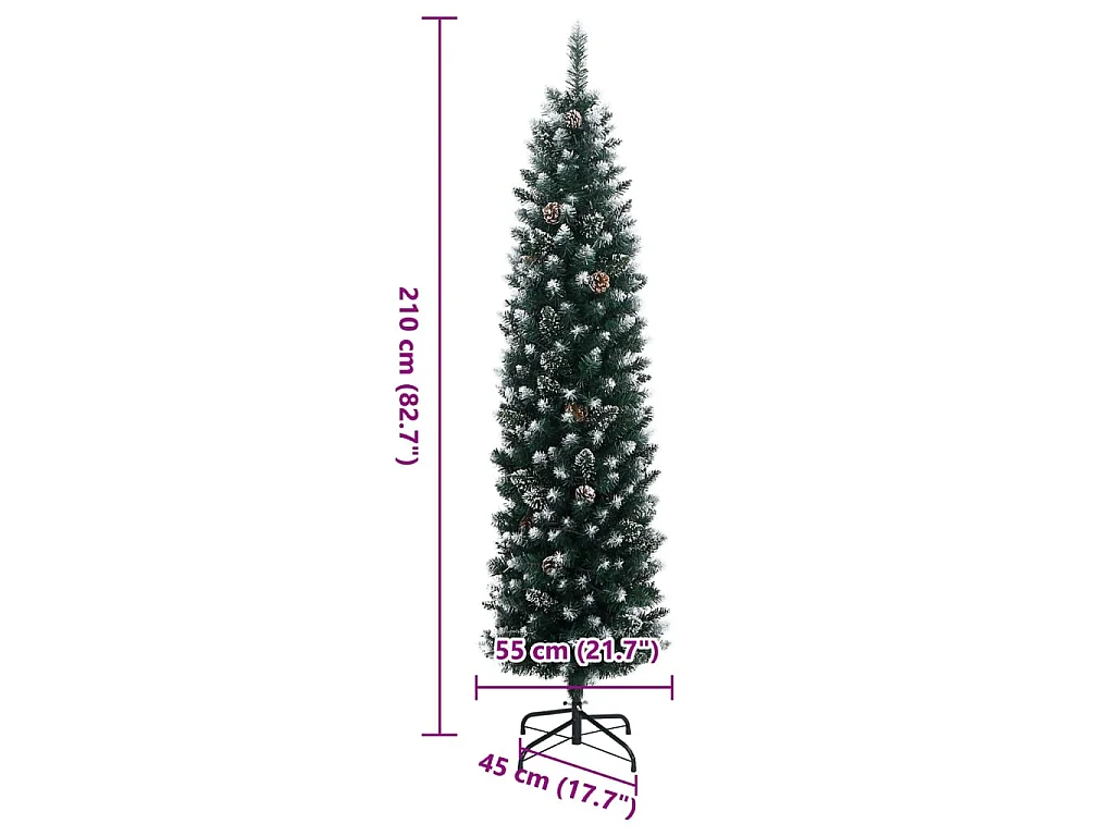 Kunstkerstboom smal met 300 LED's 210 cm
