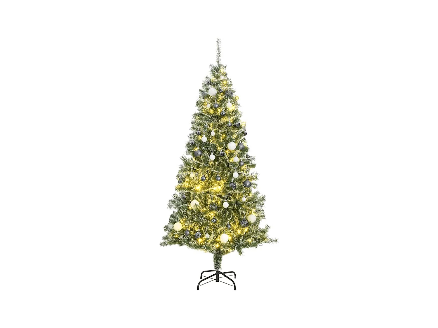 Kunstkerstboom met 300 LED's kerstballen en sneeuw 180 cm