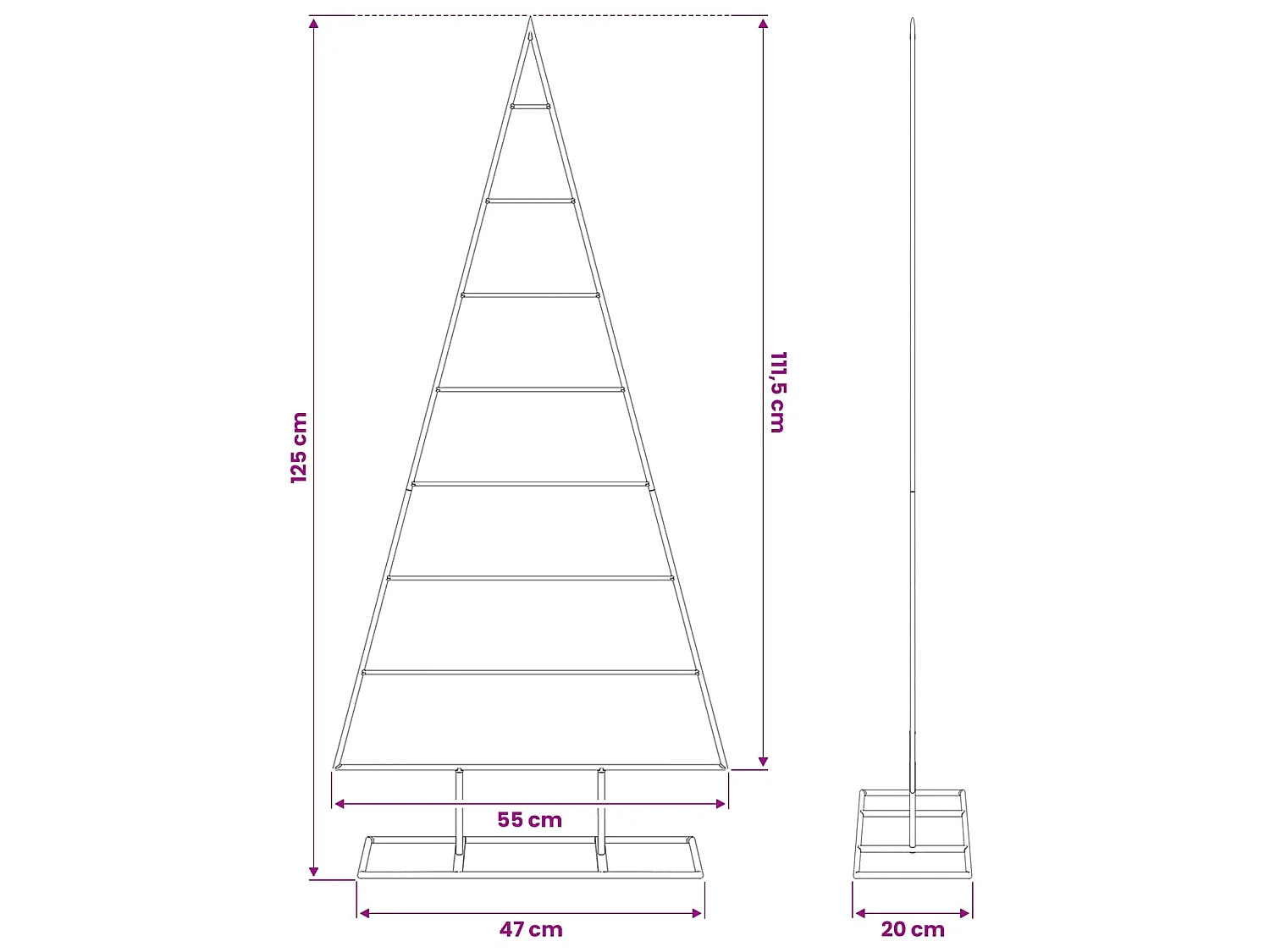 Árvore de Natal para decoração 125 cm metal preto