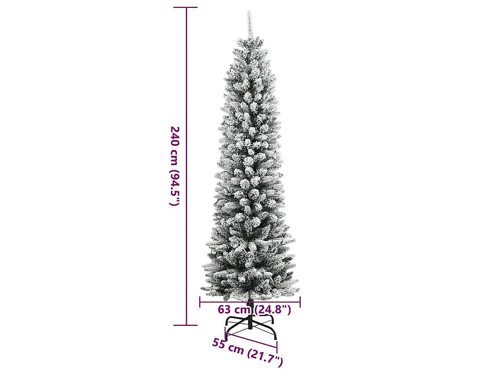 Árvore Natal artificial c/ 300 luzes LED e flocos de neve 240cm