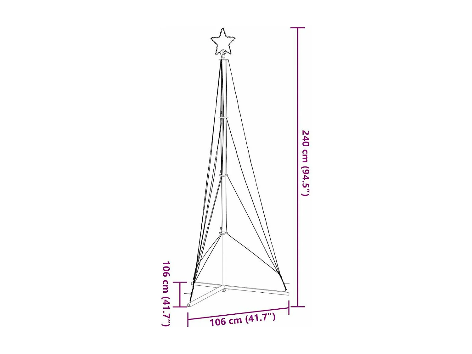 Albero di Natale a LED 483 LED Bianco Caldo 240 cm