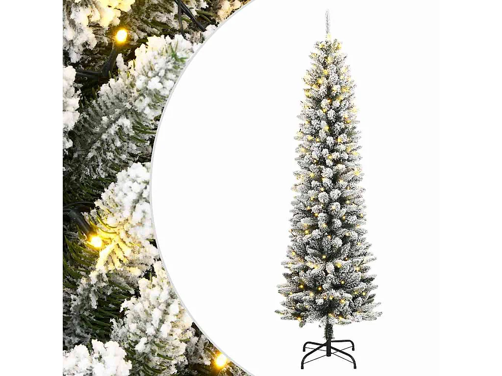 Árbol de Navidad artificial con 150 LEDs y nieve flocada 120 cm