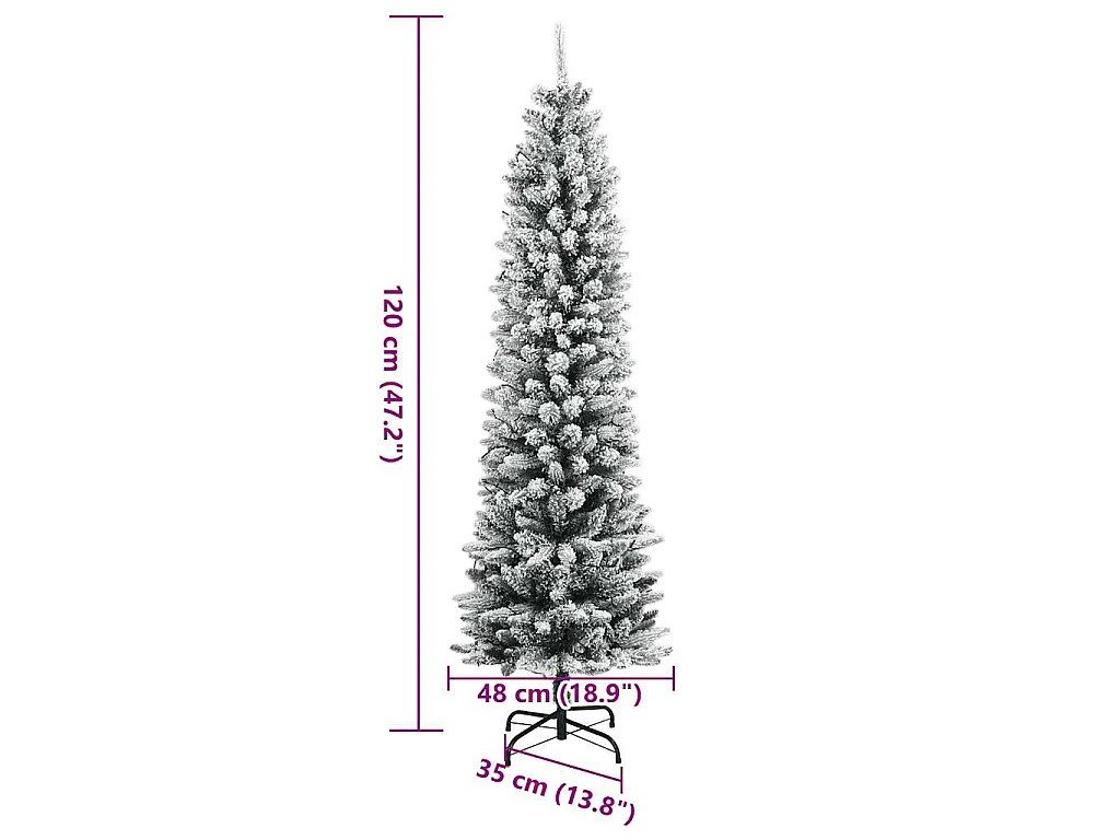 Árbol de Navidad artificial con 150 LEDs y nieve flocada 120 cm