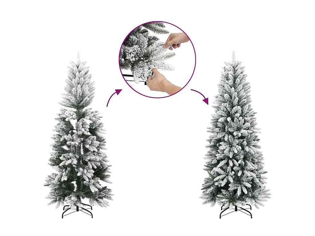 Árbol de Navidad artificial con 150 LEDs y nieve flocada 120 cm