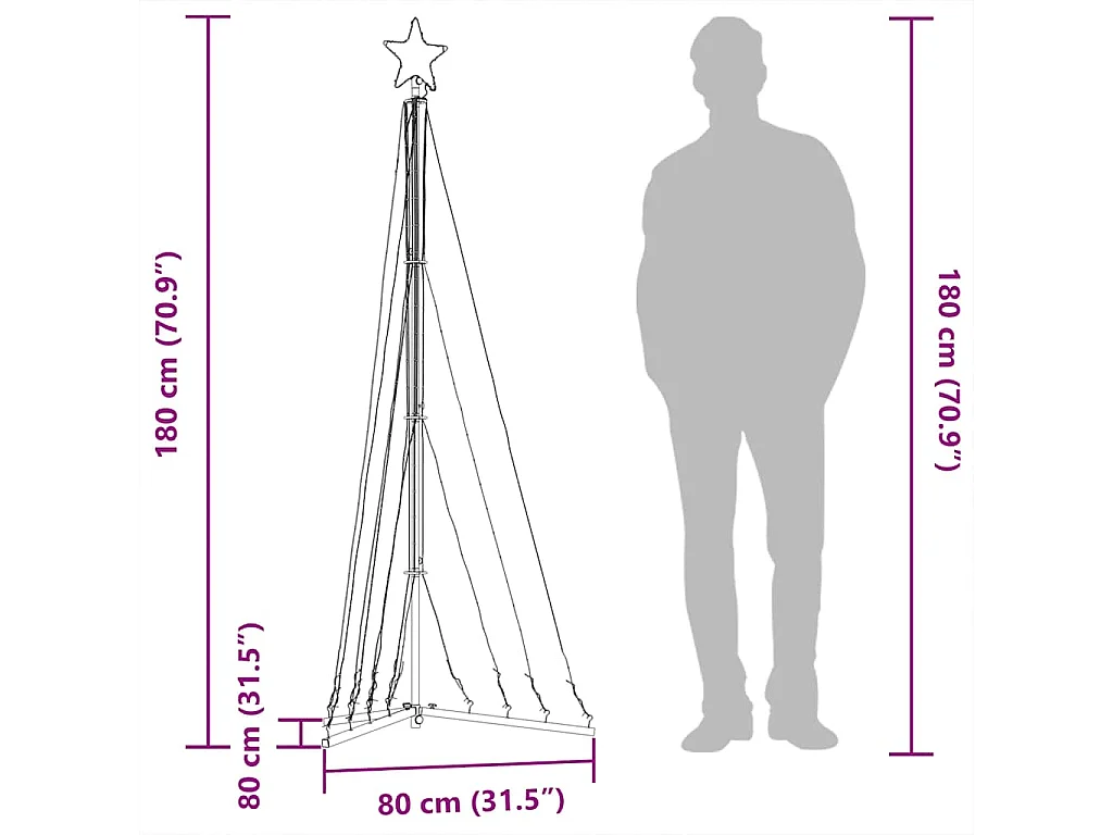 LED Árvore de Natal 339 LEDs Branco Quente 187 cm