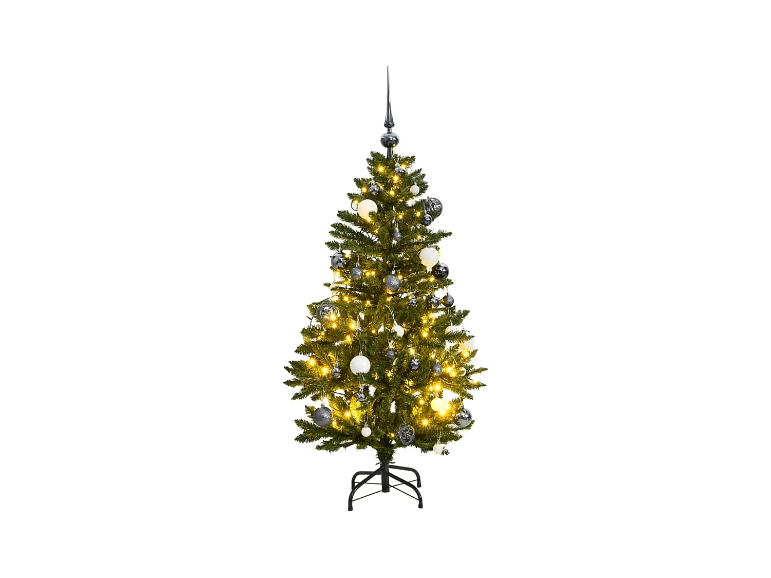 Kunstkerstboom met scharnieren 150 LED's en kerstballen 150 cm