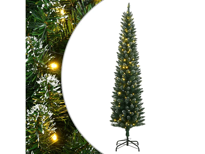Árvore de Natal artificial fina com 300 luzes LED 240 cm