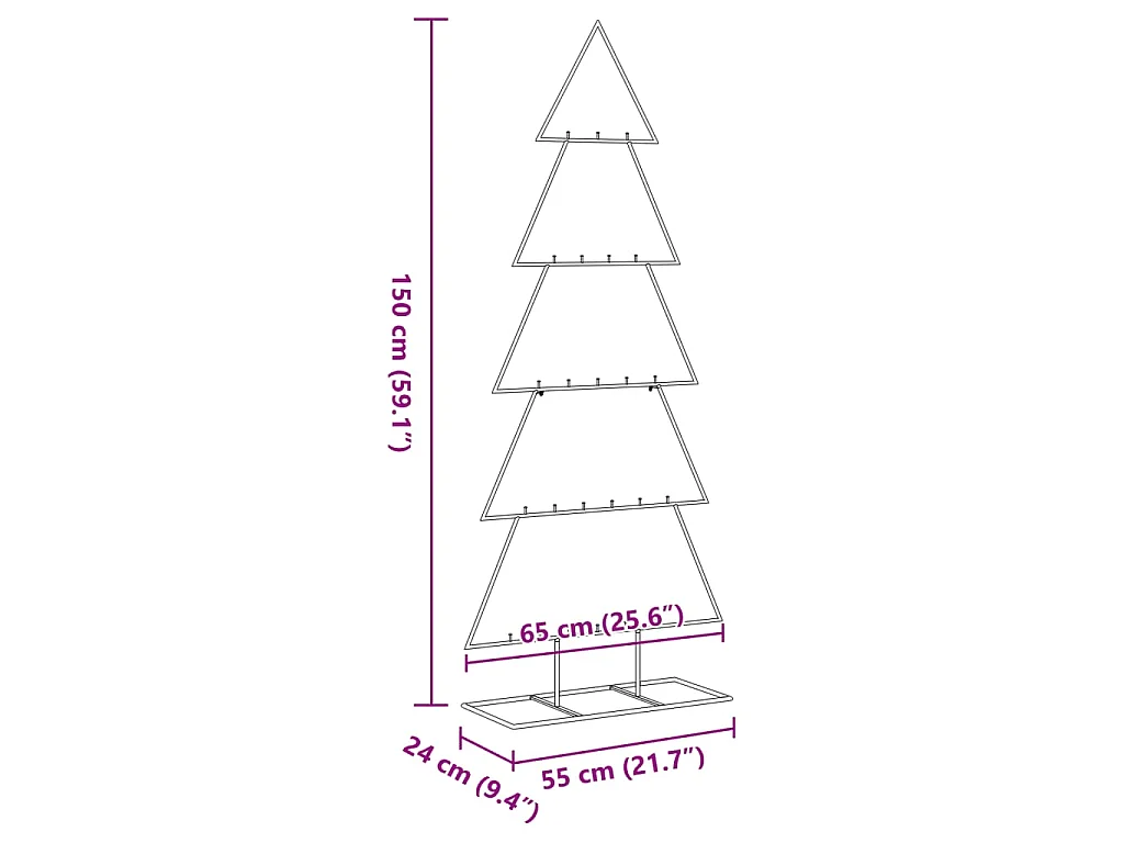 Árvore de Natal para decoração 150 cm metal preto