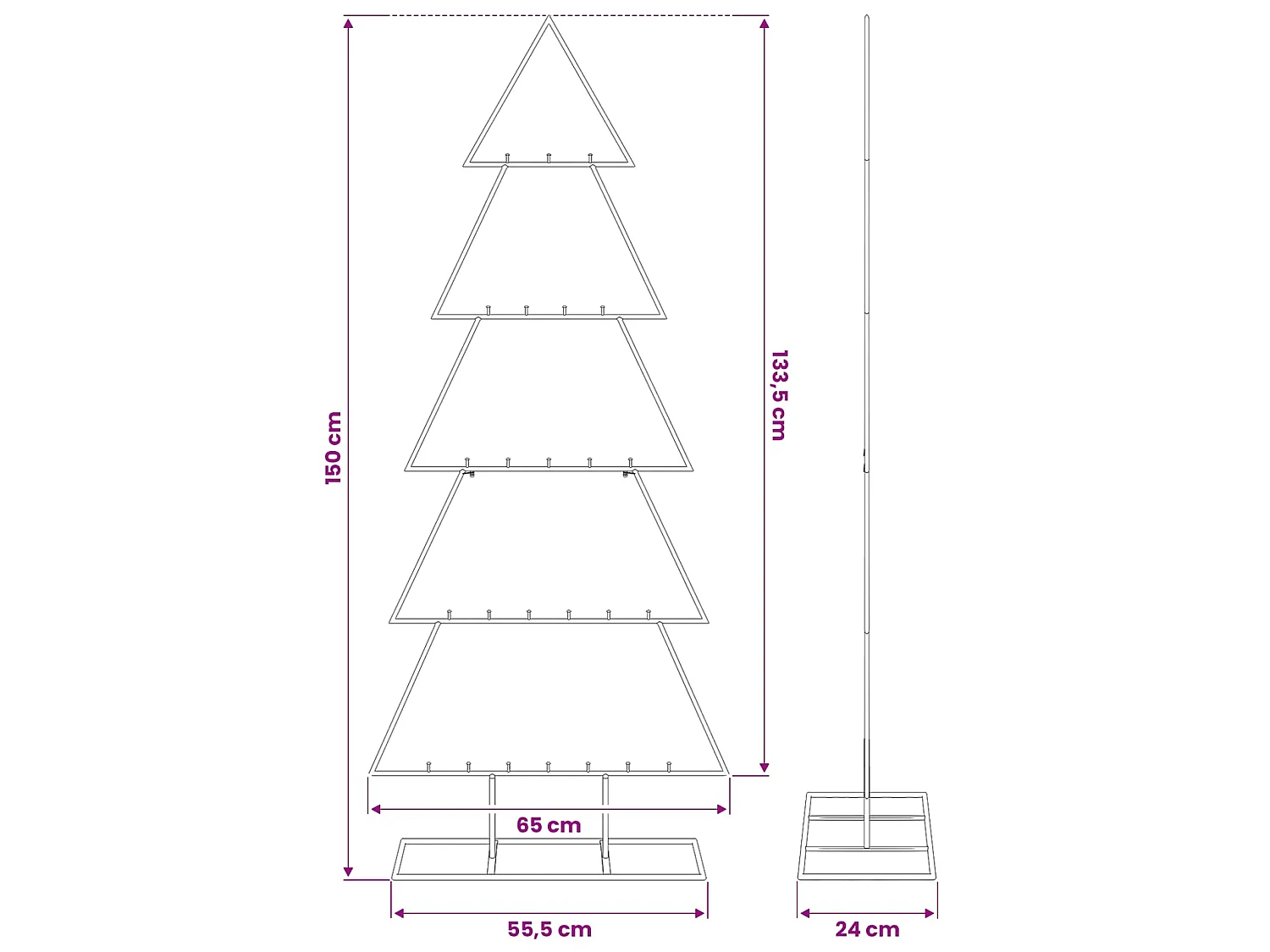 Árvore de Natal para decoração 150 cm metal preto