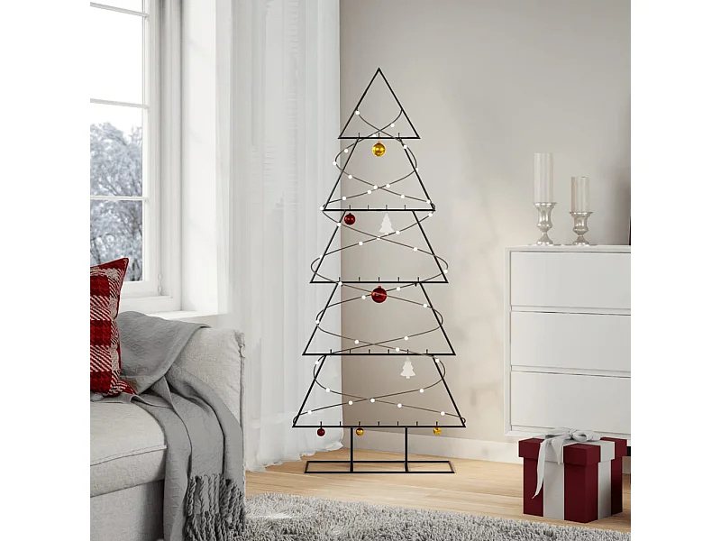 Arbre de Noël en métal pour décoration noir 150 cm