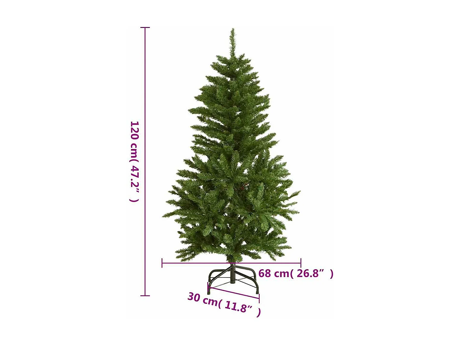 Árvore Natal artificial articulada 150 luzes LED e bolas 120 cm