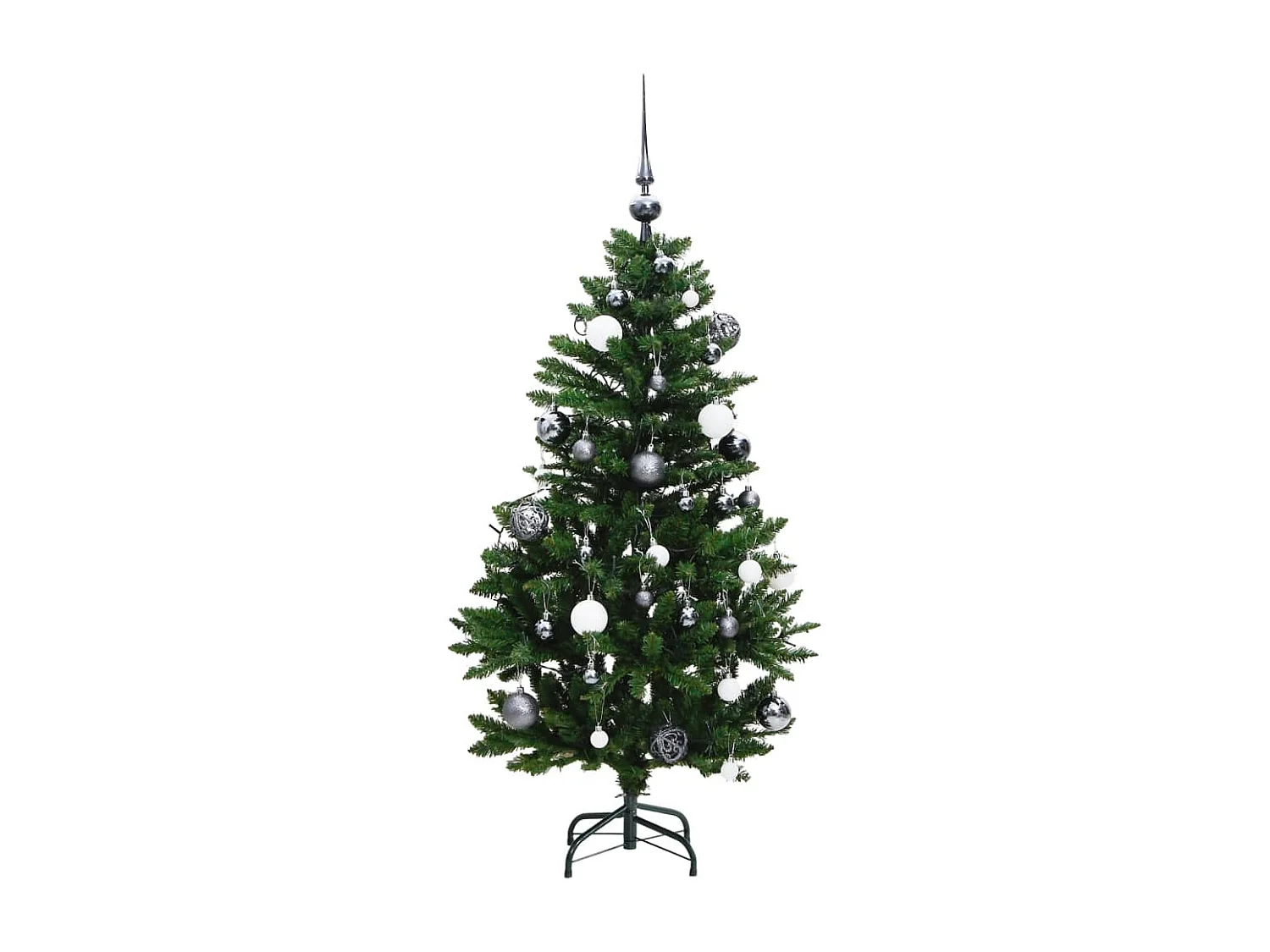 Árvore Natal artificial articulada 150 luzes LED e bolas 120 cm