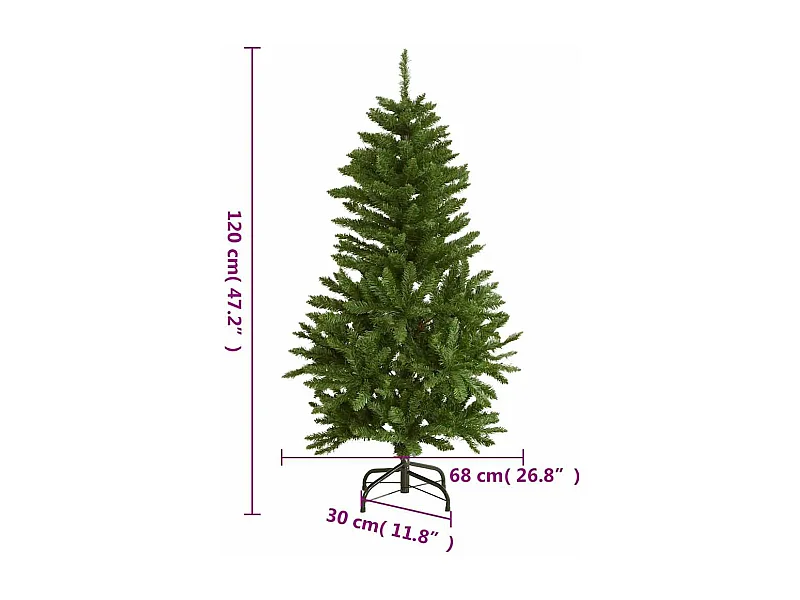 Árvore Natal artificial articulada 150 luzes LED e bolas 120 cm
