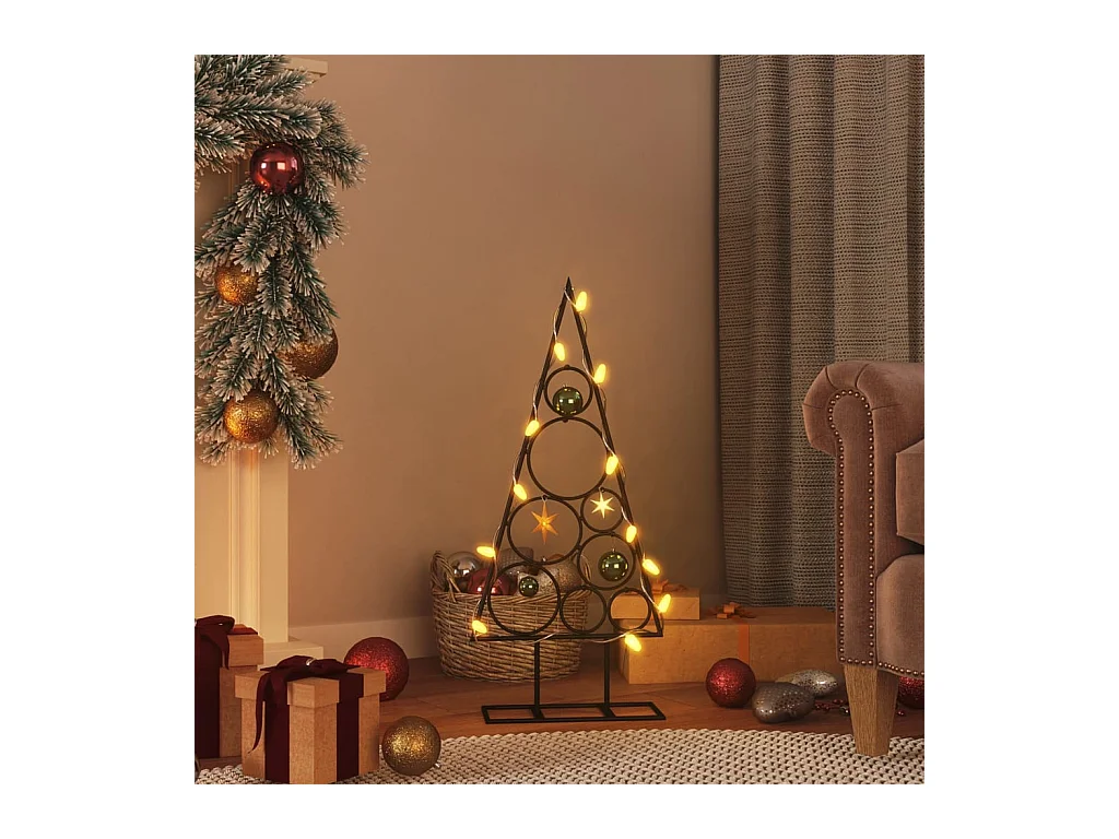 Kerstdecoratie kerstboom 60 cm metaal zwart