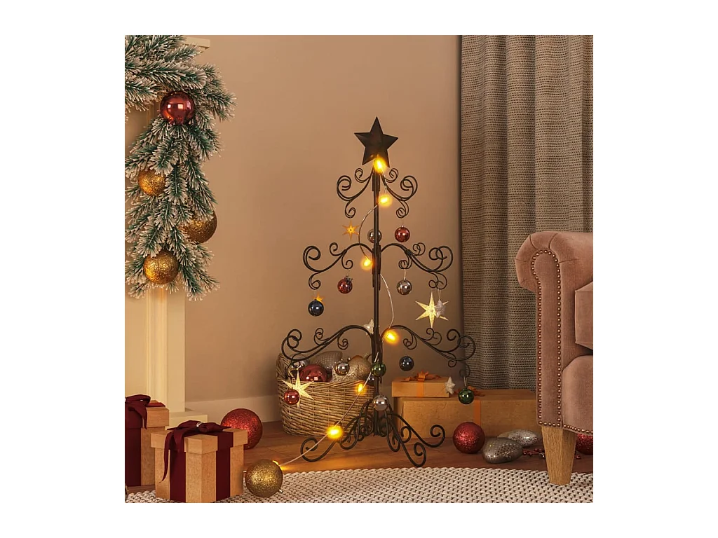 Kerstdecoratie kerstboom 90 cm metaal zwart