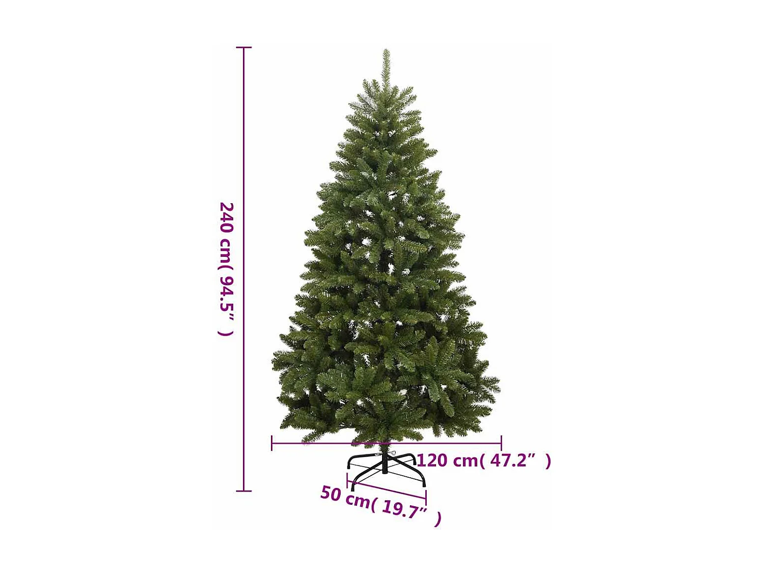 Albero Natale Incernierato con 300 LED e Palline 240 cm