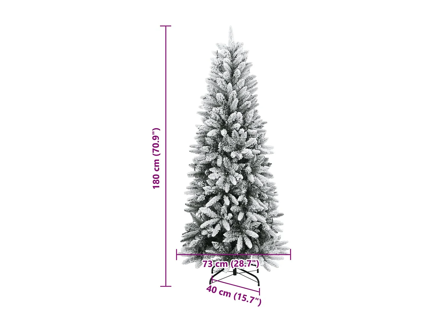 Sapin de Noël artificiel 300 LED et neige floquée 180 cm
