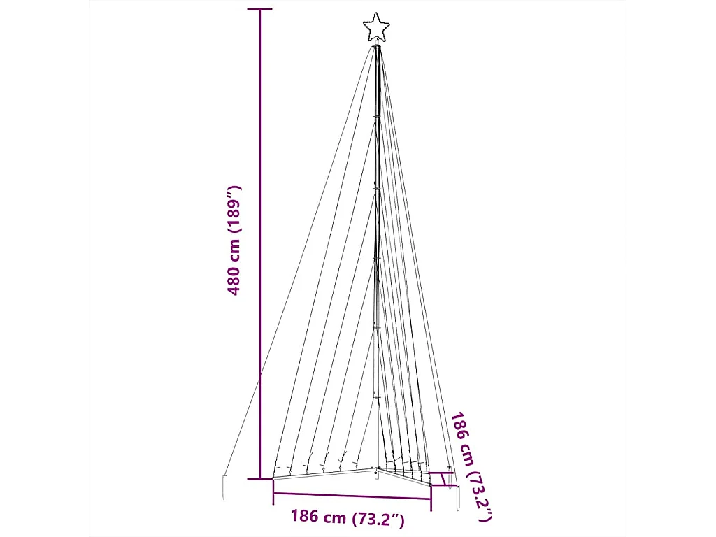 LED Weihnachtsbaum 789 LEDs Warmweiß 476 cm