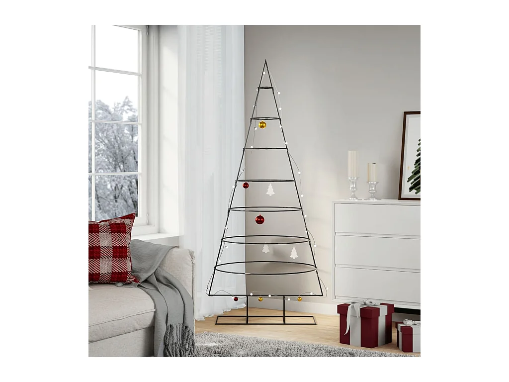Kerstdecoratie kerstboom 180 cm metaal zwart