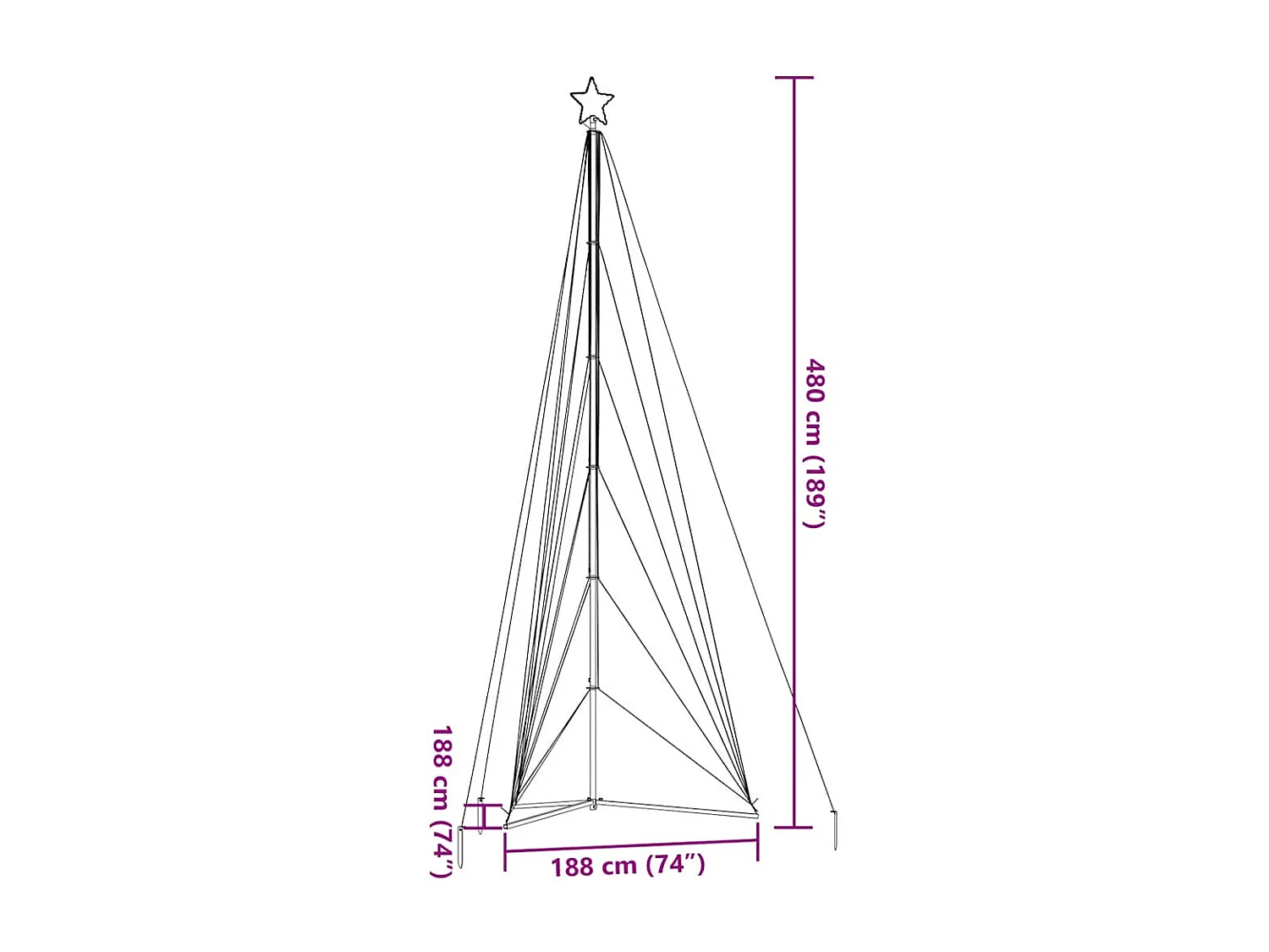 LED-kerstboom 861 LEDs kleurrijk 478 cm