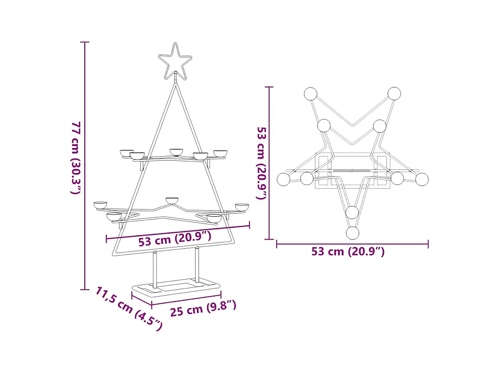 Árbol de Navidad para decoración metal negro 75 cm
