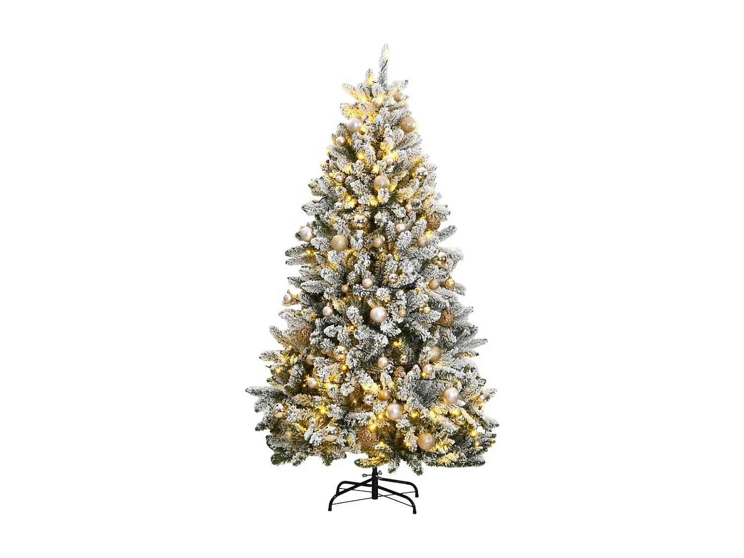 Albero Natale Incernierato con 300 LED e Palline 210 cm