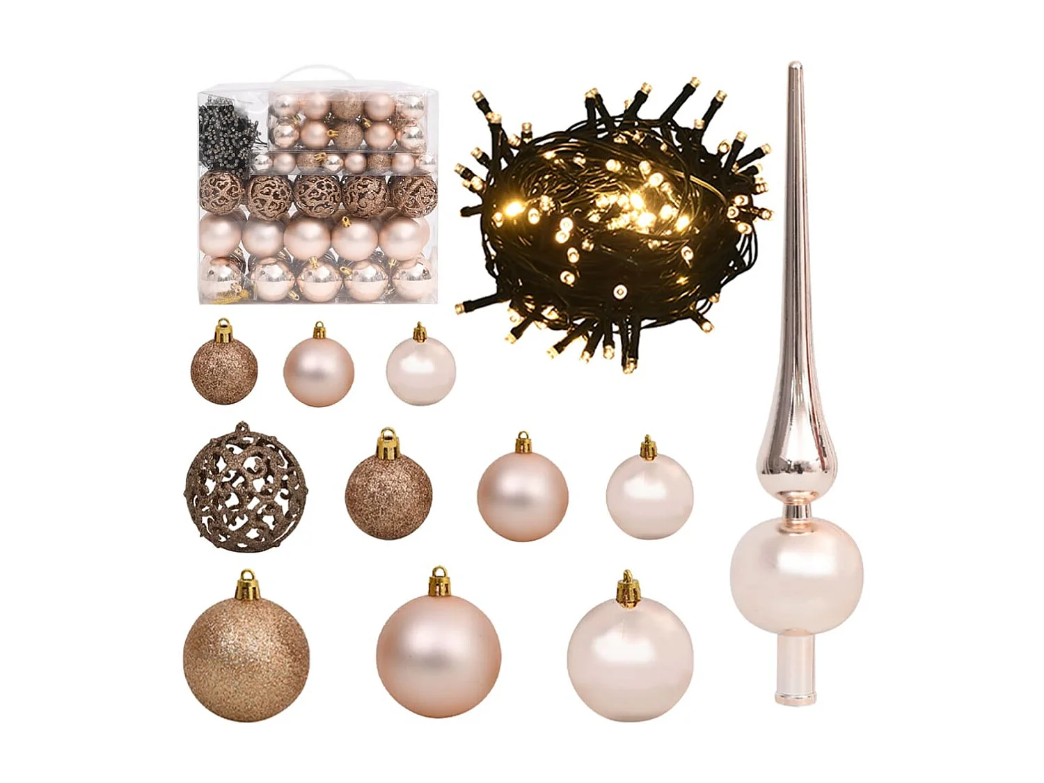 Albero Natale Incernierato con 300 LED e Palline 210 cm