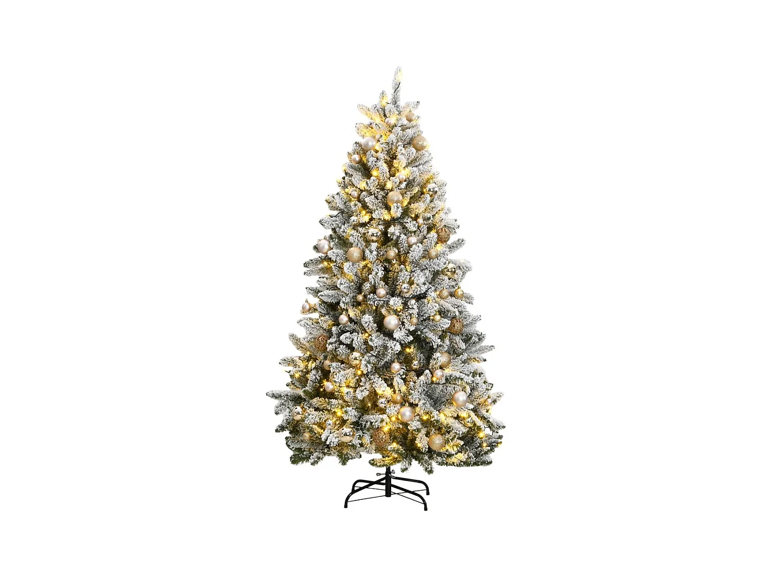 Kunstkerstboom met scharnieren 300 LED's en kerstballen 210 cm