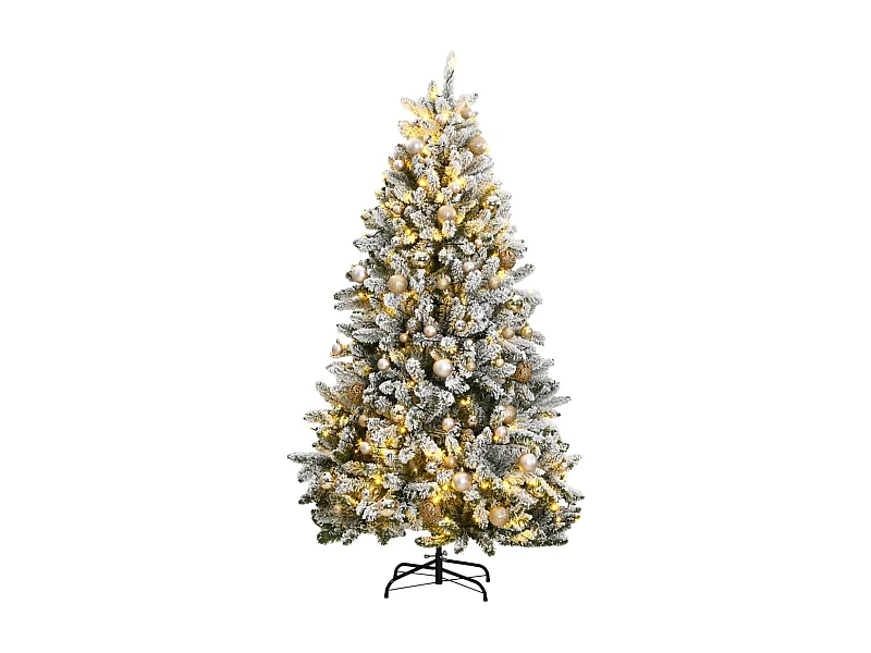 Albero Natale Incernierato con 300 LED e Palline 210 cm