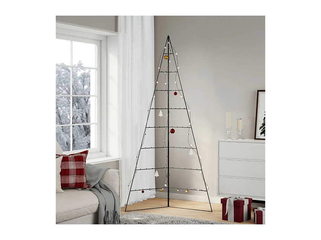 Kerstdecoratie kerstboom 210 cm metaal zwart