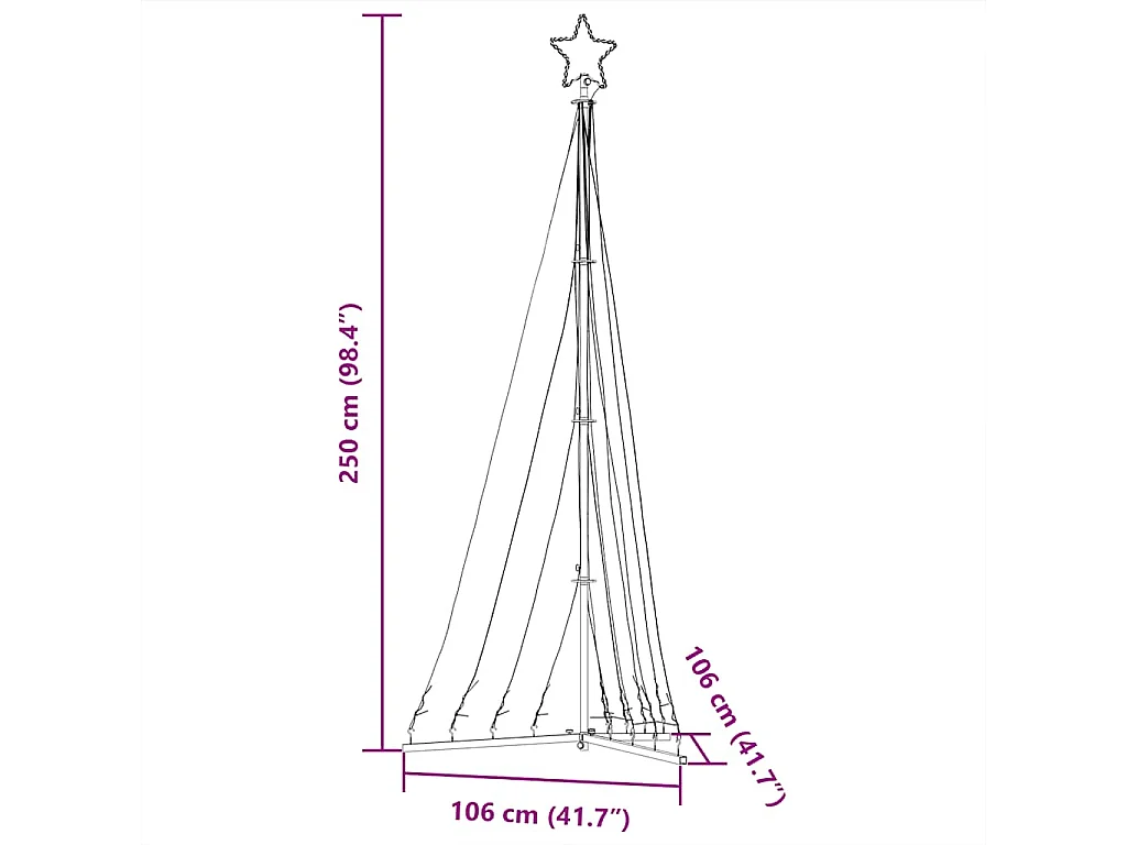 Sapin de Noël à LED 447 LED colorées 249 cm