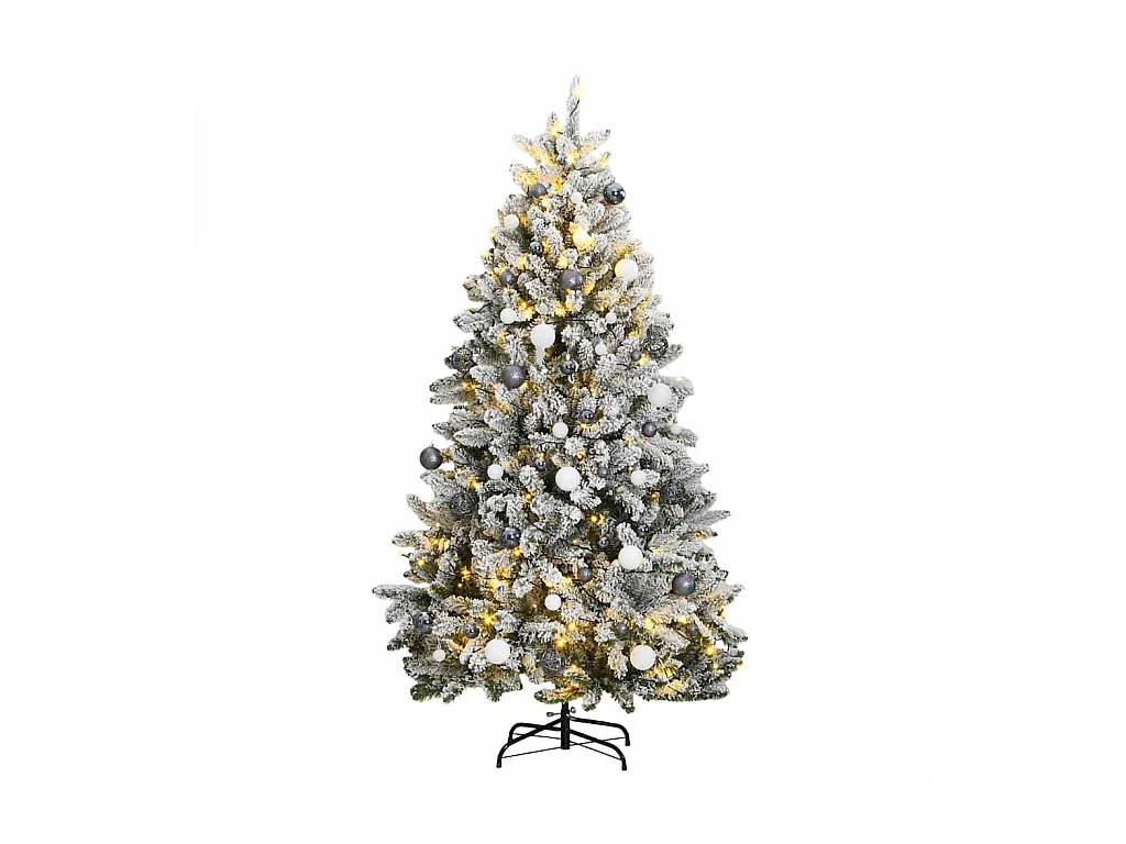 Kunstkerstboom met scharnieren 300 LED's en kerstballen 210 cm
