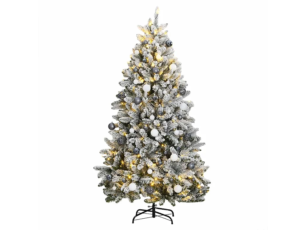 Kunstkerstboom met scharnieren 300 LED's en kerstballen 210 cm