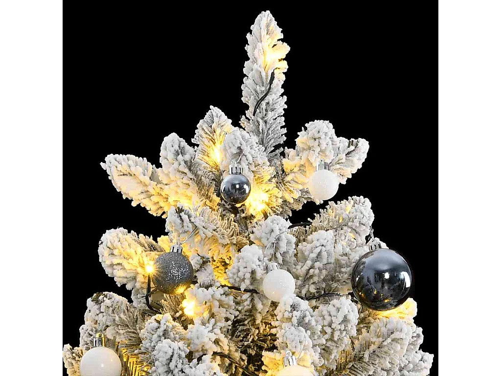Kunstkerstboom met scharnieren 300 LED's en kerstballen 210 cm