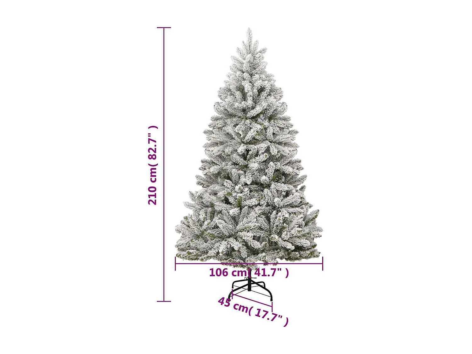 Kunstkerstboom met scharnieren 300 LED's en kerstballen 210 cm