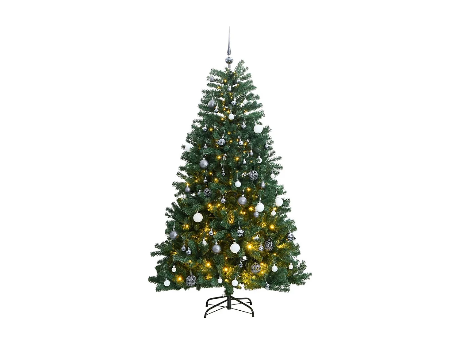 Albero Natale Incernierato con 300 LED e Palline 210 cm