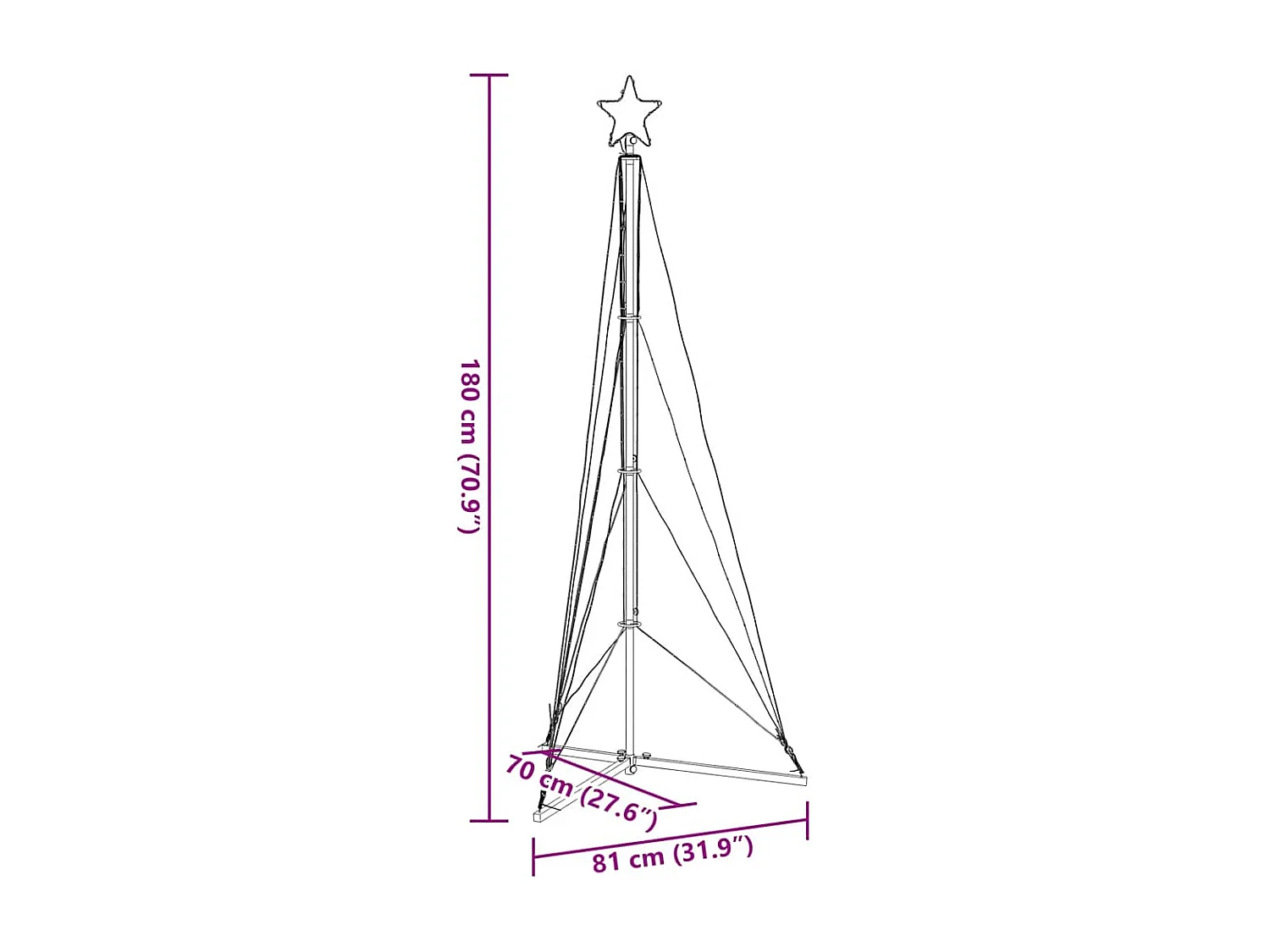 LED-kerstboom 363 LEDs koud wit 182 cm